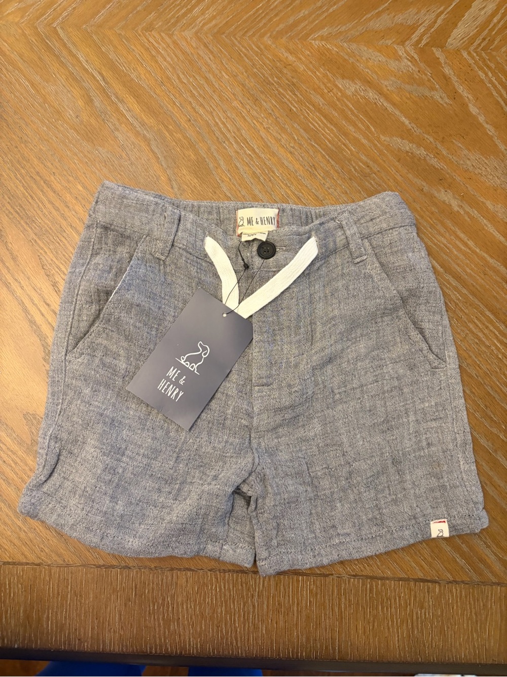 Me & Henry Boys' Chambray Flat-Front Shorts in Light Blue